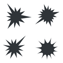 Starburst Splash Star Black Icon Set, Vector Illustration