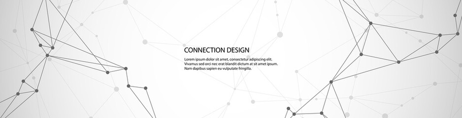 Vector banner design, global connection with lines and dots