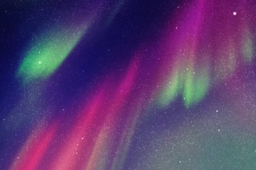 Sticker - night starry sky. northern lights. purple green aurora borealis