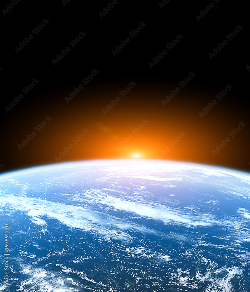 Planet Earth from the space with rising sun. Cosmic landscape. Some  elements of this image are furnished by NASA Stock Illustration | Adobe  Stock, image size:857x1000