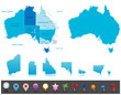 Australia-highly detailed map.All elements are separated in editable layers clearly labeled. Vector