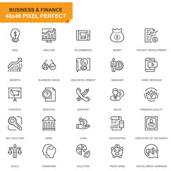 Leinwandbilder - Simple Set Business and Finance Line Icons for Website and Mobile Apps. Contains such Icons as Analysis, Money, Accounting, Strategy, Bank. 48x48 Pixel Perfect. Editable Stroke. Vector illustration.