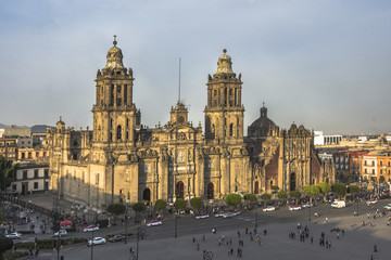 Fototapete - Constitution Square (Zocalo) view from the dome of the Metropolitan Cathedral