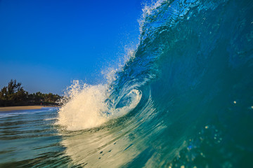 Wall Mural - surfing wave in blue ocean water background