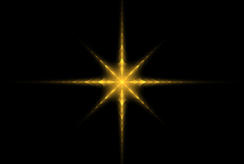 Wall Mural -  Bright abstract fractal yellow star, Fractal star fantasy