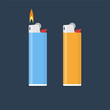 Lighter vector illustration in flat style. Gas lighter with a bu