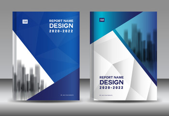 Wall Mural - Annual report brochure flyer template, Blue cover design, business advertisement, magazine ads, catalog vector layout in A4 size