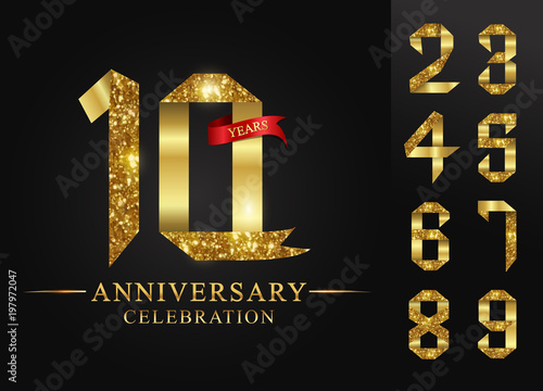 Fotomural 10 - 90 years anniversary, 0 - 9 Numbers