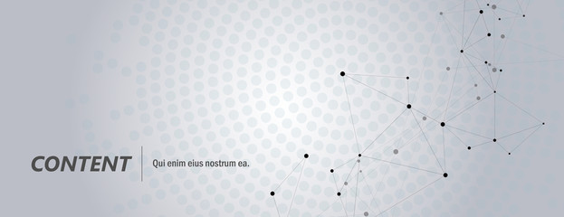Wall Mural - Geometric grey background connected molecule with line and dots