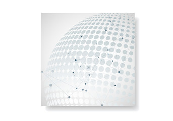 Poster - Vector halftone circle design witn molecule connect