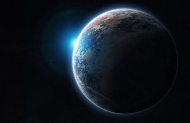 Wall Mural - Distant planet system in space with exoplanets 3D rendering elements of this image furnished by NASA