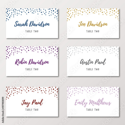 Confetti Wedding Place Cards Buy This Stock Vector And Explore