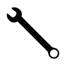 Combination Wrench / Spanner With Open Box Or Ring End Flat Vector Icon For Apps And Websites