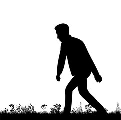 Sticker - silhouette of man dancing on grass