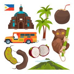 Canvas Print - Vector set of colored symbols of philippines