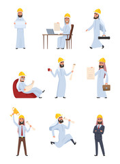 Poster - Arabic builders. Characters set isolate on white background