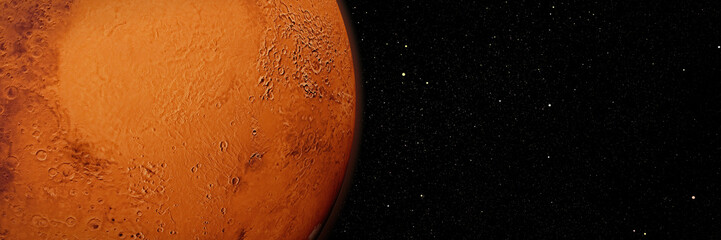 Wall Mural - red planet Mars in natural colors, mission target in outer space