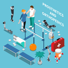 Poster - Prosthetics and Orthopedics Isometric Composition