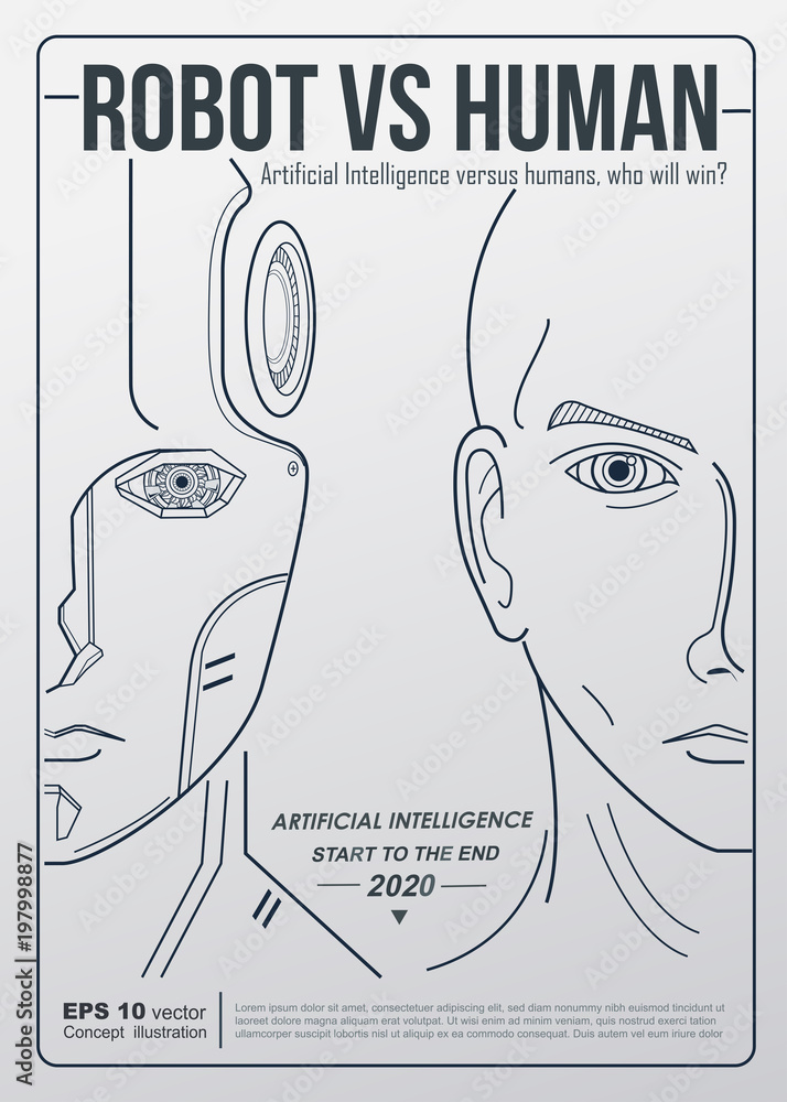 robot vs human industry. AI artificial intelligence and human ...
