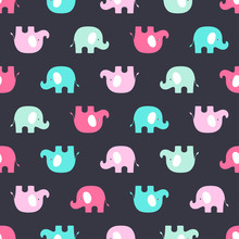 Pattern With Pink And Blue Elephants