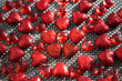 pattern of red hearts on a gray background