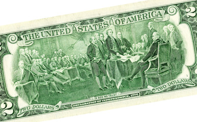 Declaration of independence drawing from the two dollar banknote