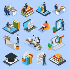 Sticker - Online Education Isometric Icons