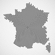 Abstract France map of radial dots, halftone concept. Vector