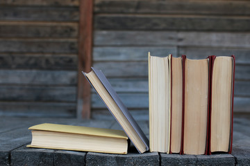 Canvas Print - books standing on a table