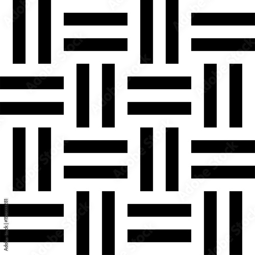 Vector seamless geometric pattern. Flat style black and white striped square ...