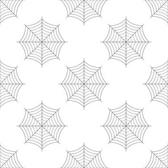 Spider web icon seamless pattern on white background. Cobweb sign. Flat design. Vector Illustration