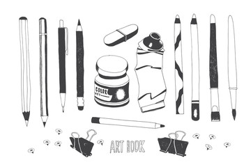 Wall Mural - Hand drawn art tools