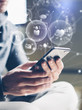 © Rymden - Man with smartphone. Concept of social media and network