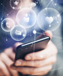 © Rymden - Man with smartphone. Concept of social media and network
