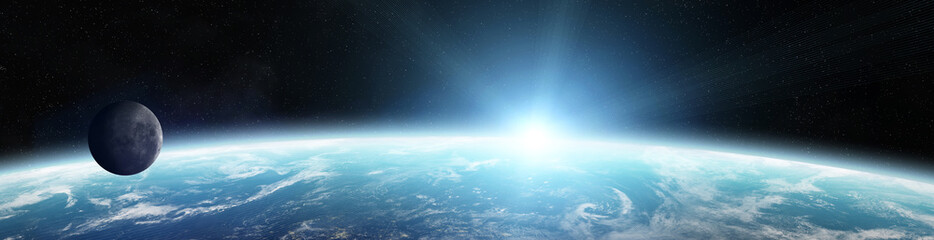 Wall Mural - panorama of distant planet system in space 3d rendering elements of this image furnished by nasa