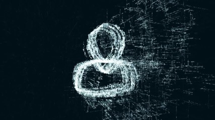 Wall Mural - Man logo, a design consisting of a code of numbers and a symbol. Abstract man icon in computer cyber network on a dark turquoise background