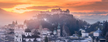 Panoramic View Of Salzburg At Winter Morning