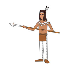 Sticker - American indian with spear vector illustration graphic design