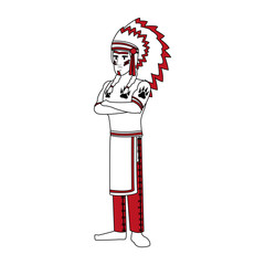 Sticker - American indian cartoon vector illustration graphic design