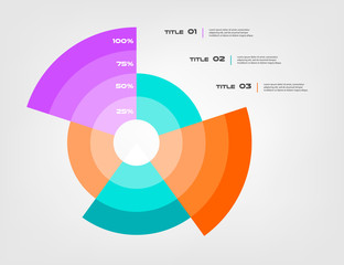 Poster - Sunburst chart color infographics step by step in a series of circle. Element of chart, graph, diagram with 5 options - parts, processes. Vector business template for presentation