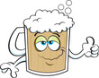 Cartoon illustration of a beer mug giving thumbs up.