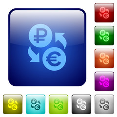 Sticker - Ruble Euro money exchange color square buttons