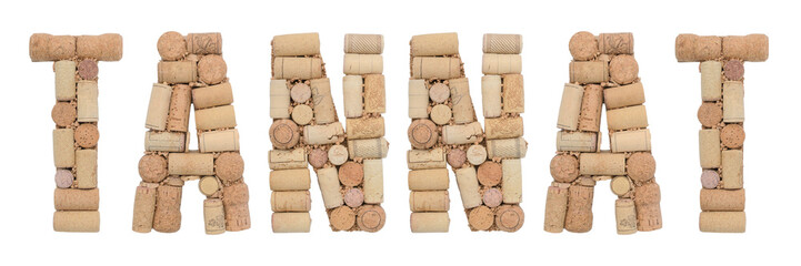 Wall Mural - Grape variety Tannat  made of wine corks Isolated on white background