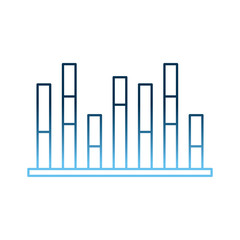 Sticker - statistic data information bar graph vector illustration gradient blue color