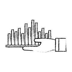 Wall Mural - hand holding bar graph statistic presentation vector illustration sketch design