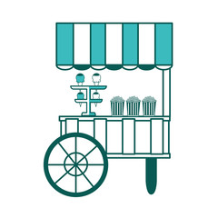 Poster - shop cart popcorn and ice cream carnival vector illustration green image