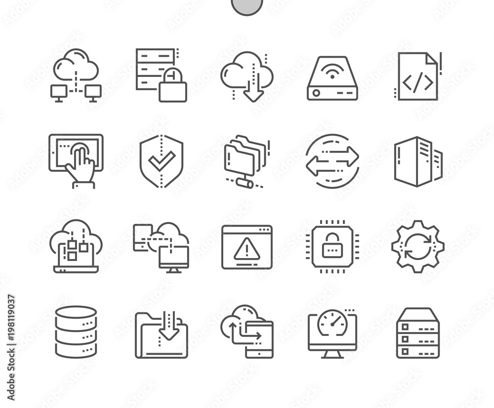 Hosting Well-crafted Pixel Perfect Vector Thin Line Icons 30 2x Grid ...