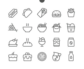 Food UI Pixel Perfect Well-crafted Vector Thin Line Icons 48x48 Ready for 24x24 Grid for Web Graphics and Apps with Editable Stroke. Simple Minimal Pictogram