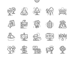 Sticker - Road signs Well-crafted Pixel Perfect Vector Thin Line Icons 30 2x Grid for Web Graphics and Apps. Simple Minimal Pictogram