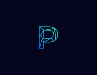 Abstract line art  logo. letter P  tech logo template